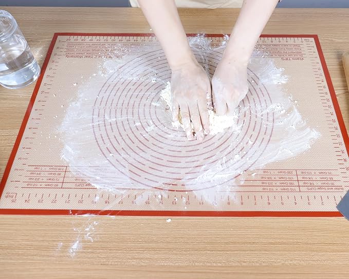 Silicone Baking Mat 36x24 Inch Nonstick Pastry Mat Perfect for Dough Mat, Pastry Board, Kitchen Counter Mat - For Dough, Pastry, Pie Crust, Fondant, Cookies, Bread, Pasta/Pizza, Red
