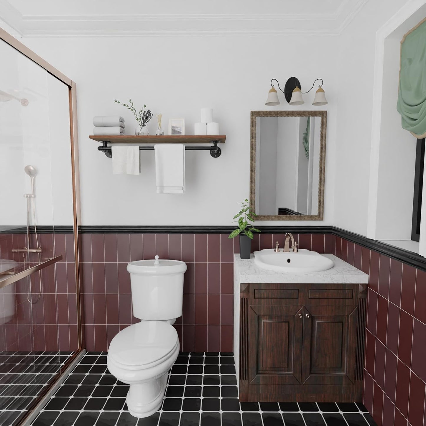 Clothes Rack 36in, Wall Mounted Garment Rack with Real Wood Shelf, Heavy Duty Hanging Clothes Rack, Multi-Purpose Hanging Rod, Space-Saving Closet Storage