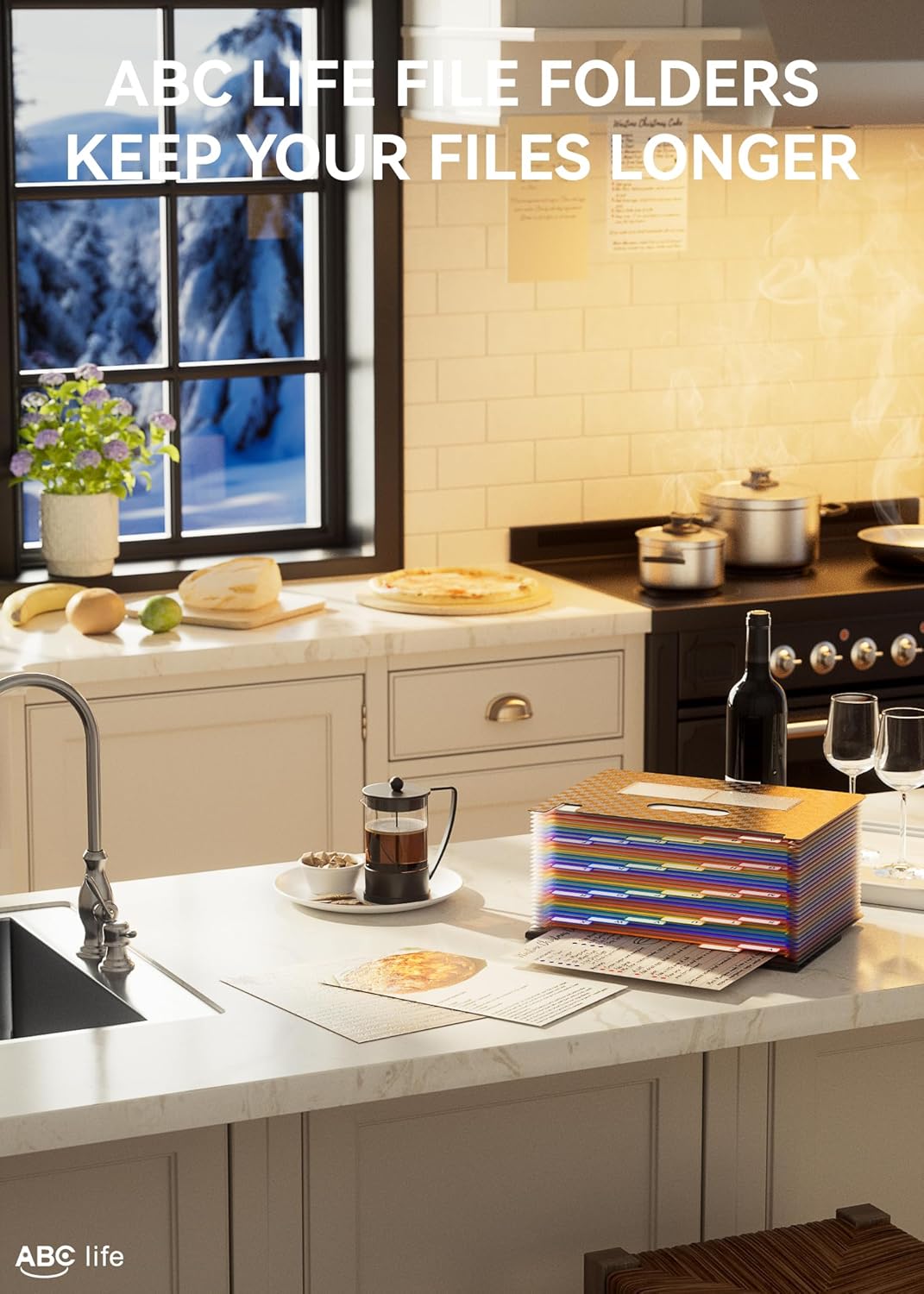 ABC life 26 Pockets Accordion File Organizer, Expanding File Folders, Portable Monthly Bill Receipt Organizer with Colorful A-Z Tabs, Desktop Folders Letter A4 Paper Document Storage for Home Office