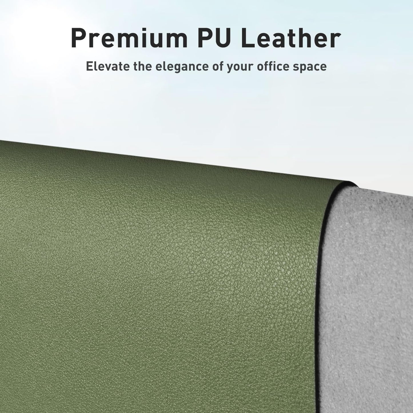 Aothia Faux Leather Desk Mat – Large Mouse Pad, Non-Slip PU Leather Blotter, Waterproof Writing Surface for Office and Home (Olive Green, 47.2" x 23.6")
