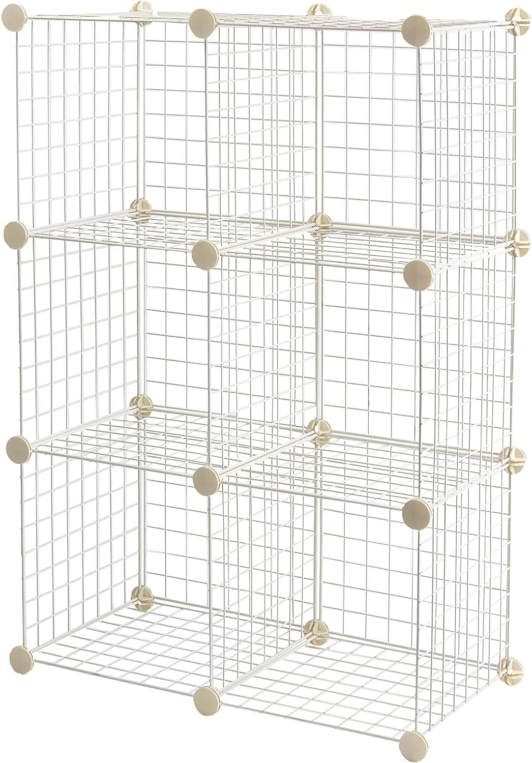 Amazon Basics 6 Cube Wire Grid Stackable Storage Shelves, 12.6 x 26 x 38 inches, White