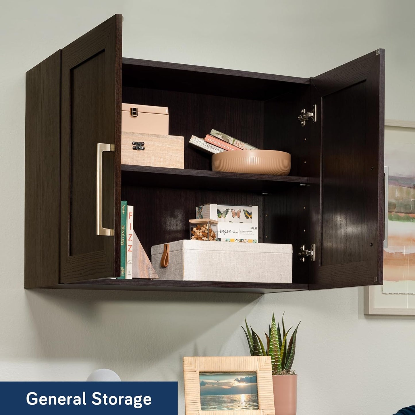 Sauder Homeplus Hanging Cabinet, Dakota Oak Finish