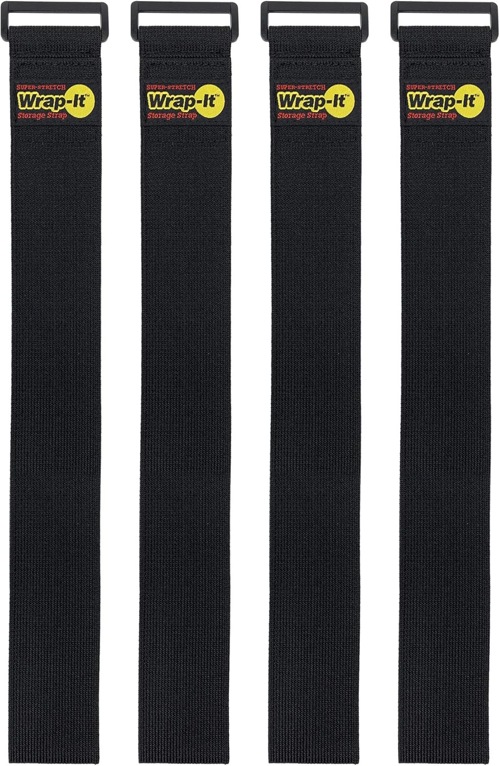 Super-Stretch Wrap-It Storage Straps, 32-in x 2-in (4-Pack) - Elastic Hook and Loop Cinch Straps - Pool Hose and Cable Straps, Garage and RV Storage Accessories