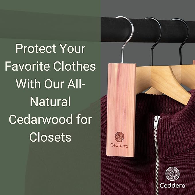 Cedar Hang Ups 14 Pack | Natural Cedar Blocks for Clothes Storage | Eco Friendly Cedarwood for Closets | Moth Ball Alternative