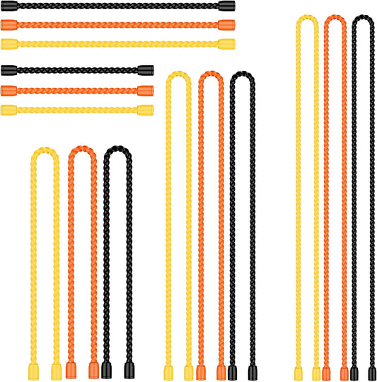 15 Pack 4-Inch, 6-Inch, 12-Inch, 18-Inch, 24-Inch Silicone Cable Ties - Reusable, Bendable Rubber Twist Ties to Organize & Bundle Cords, Wires (3 Colors)