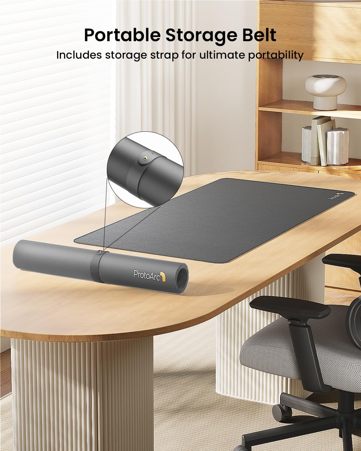 ProtoArc Leather Desk Mat, Large Mouse Pad- 31.5×15.8 inch, Non-Slip PU Leather Desk Pad Protector, Premium Desktop Mat for Computer, Keyboard and Mouse, Gray