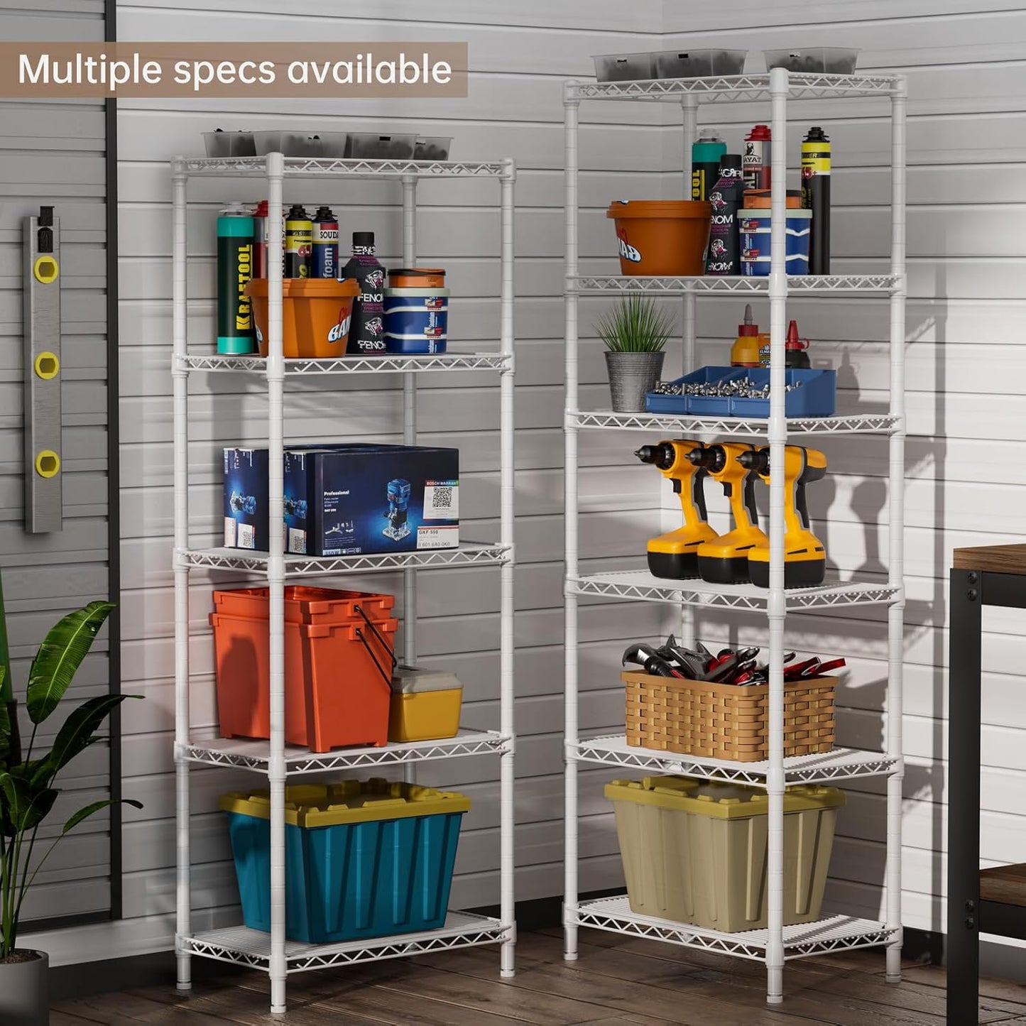 SINGAYE 5 Small Wire Shelves Kitchen Pantry Close Home Organizers and Storage Bathroom Shelf Laundry Room Organization Adjustable Book Metal Garage Shelving Unit