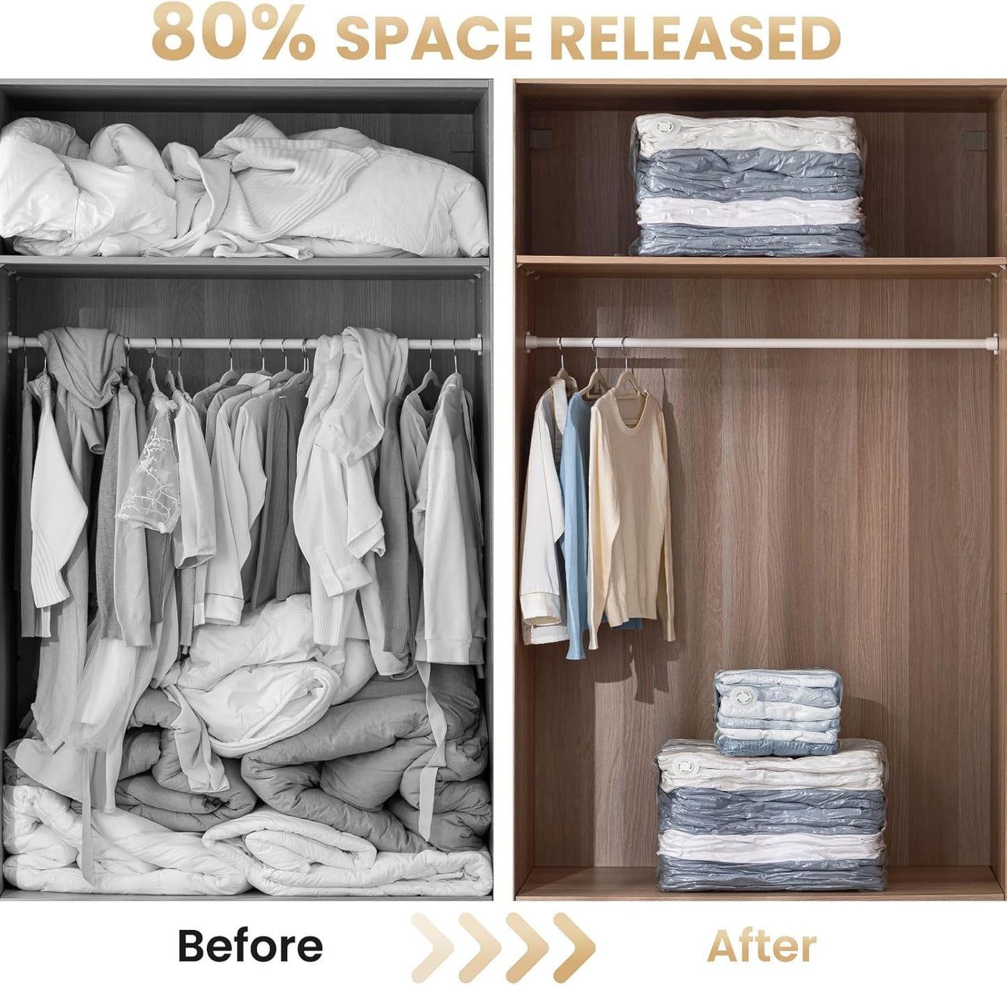 TAILI 6 Pack Vacuum Storage Bags, Cube Space Saver Bags Combo (3 Jumbo +3 Medium), Vacuum Seal Bags for Bedding, Clothing, Comforters, Blankets, Closet Oragnizer and Storage