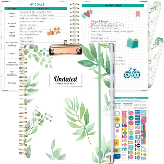 Ospelelf Undated Spiral Bound Planner Daily, Weekly and Monthly Planner 2025-2026, Work Planners 12 Month 8.5 x 11