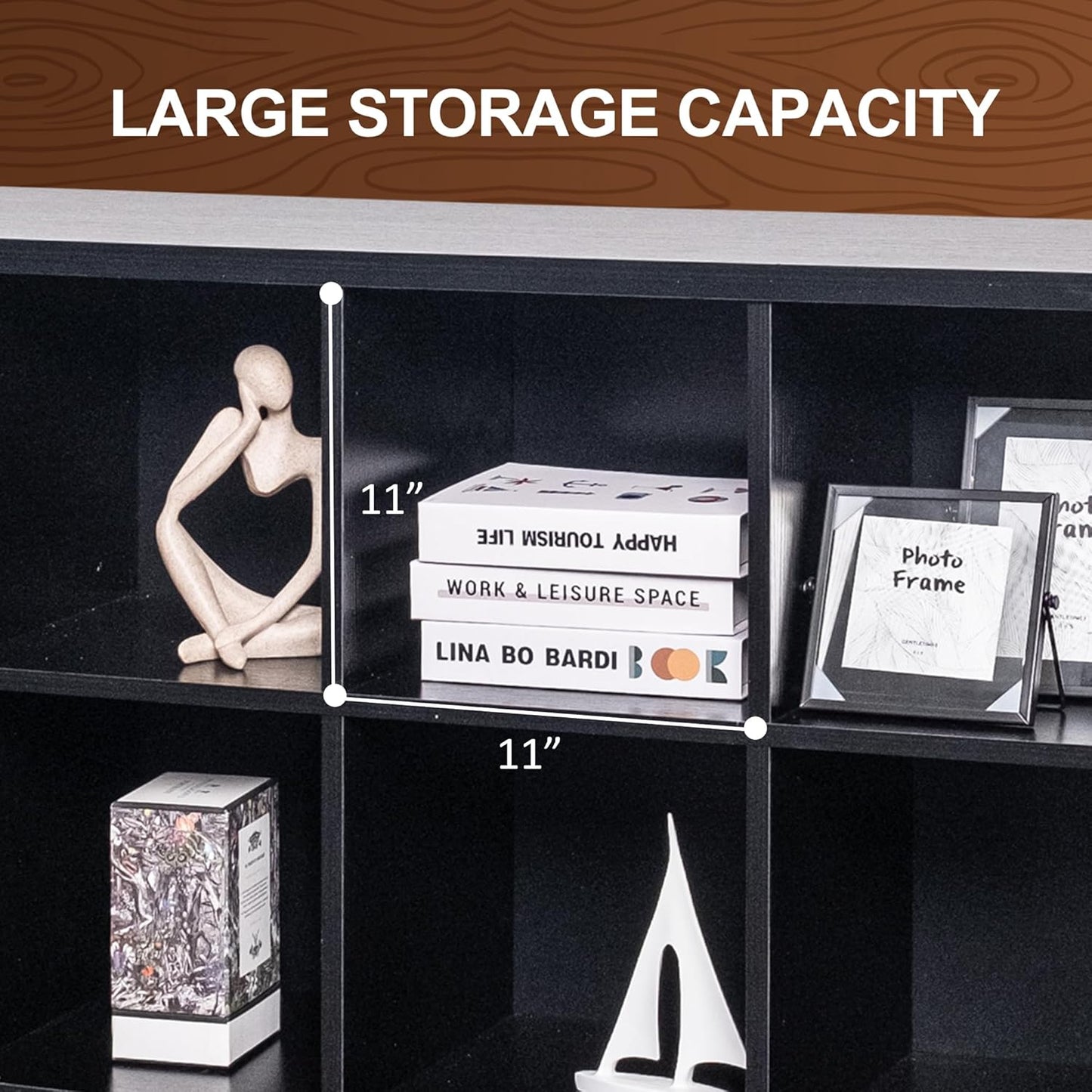 12 Cube Storage Organizer, Industrial Horizontal Bookshelf, Accent Cube Shelf, Corner Bookcase for Living Room, Home Storage, 47.6 Inches, Black