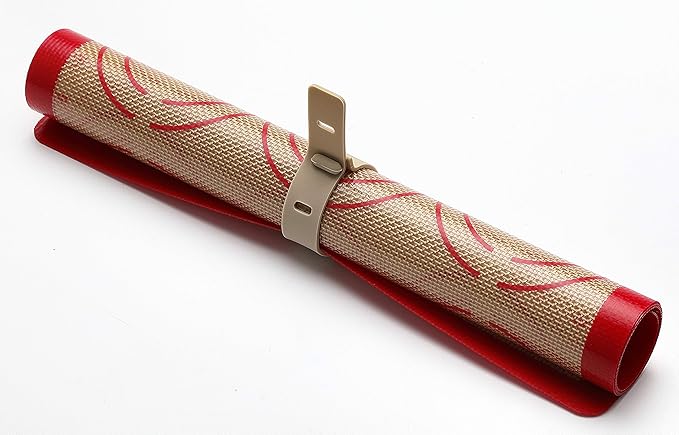 Silicone Baking Mat Set of 4, GUANCI Grade Food Baking mats Non-Stick Reusable Pizza Bakeware Mat for Making Macaroon, Pizza, Cookie, Pastry, Bread, Bun(Red)