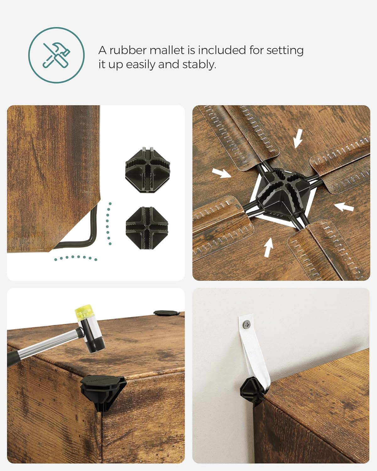 SONGMICS Cube Storage Organizer, Set of 16 Plastic Cubes, Closet Organizers and Storage, Room Organization, Bedroom Living Room, 12.2 x 48.4 x 48.4 Inches, Rustic Brown ULPC442A01