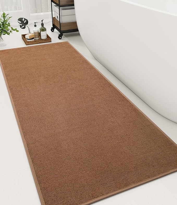 YIHOUSE Bathroom Rugs Mat 24x59, Non Slip Quick Dry Bath Mats for Bathroom Absorbent Ultra Thin Bath Rugs Machine Washable Fit Under Door for Sink, Cabinet, Laundry (Orange, 24"x59")