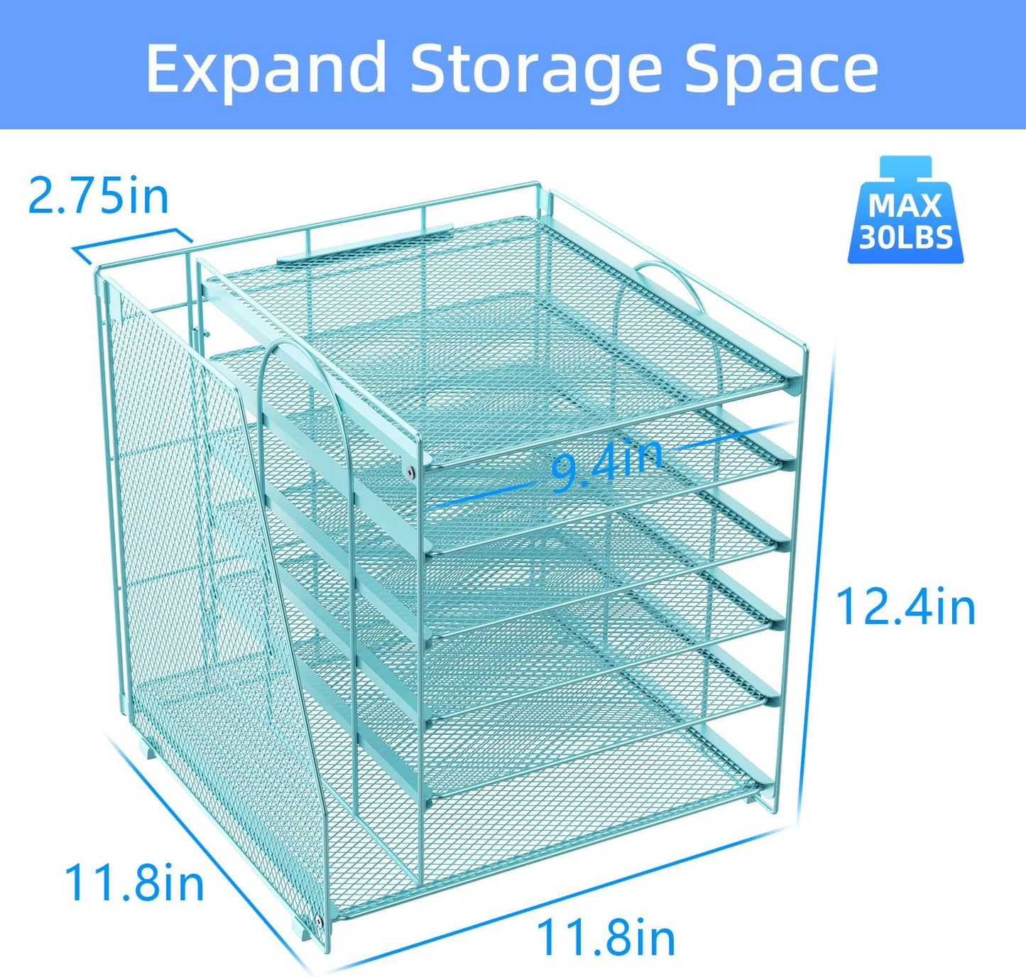 gianotter Desk Organizers and Accessories, 6-Tier Paper Organizer with File Holder, Document Organizer, Office Decor, Home Office Essentials (Blue)
