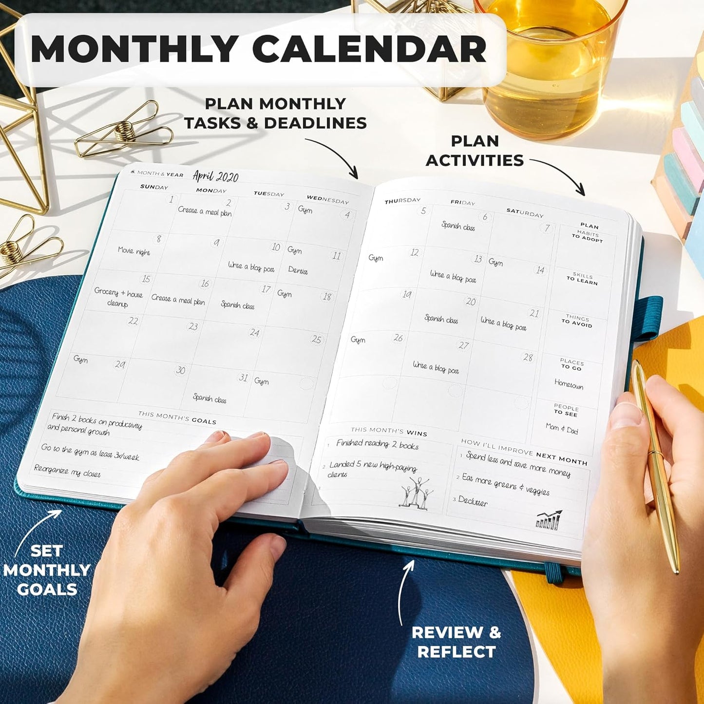 Clever Fox Planner Premium Edition – Undated Luxurious Weekly & Monthly Planner to Increase Productivity and Hit Your Goals – Organizer – Start Anytime, A5, Lasts 1 Year, Dark Teal (Weekly)