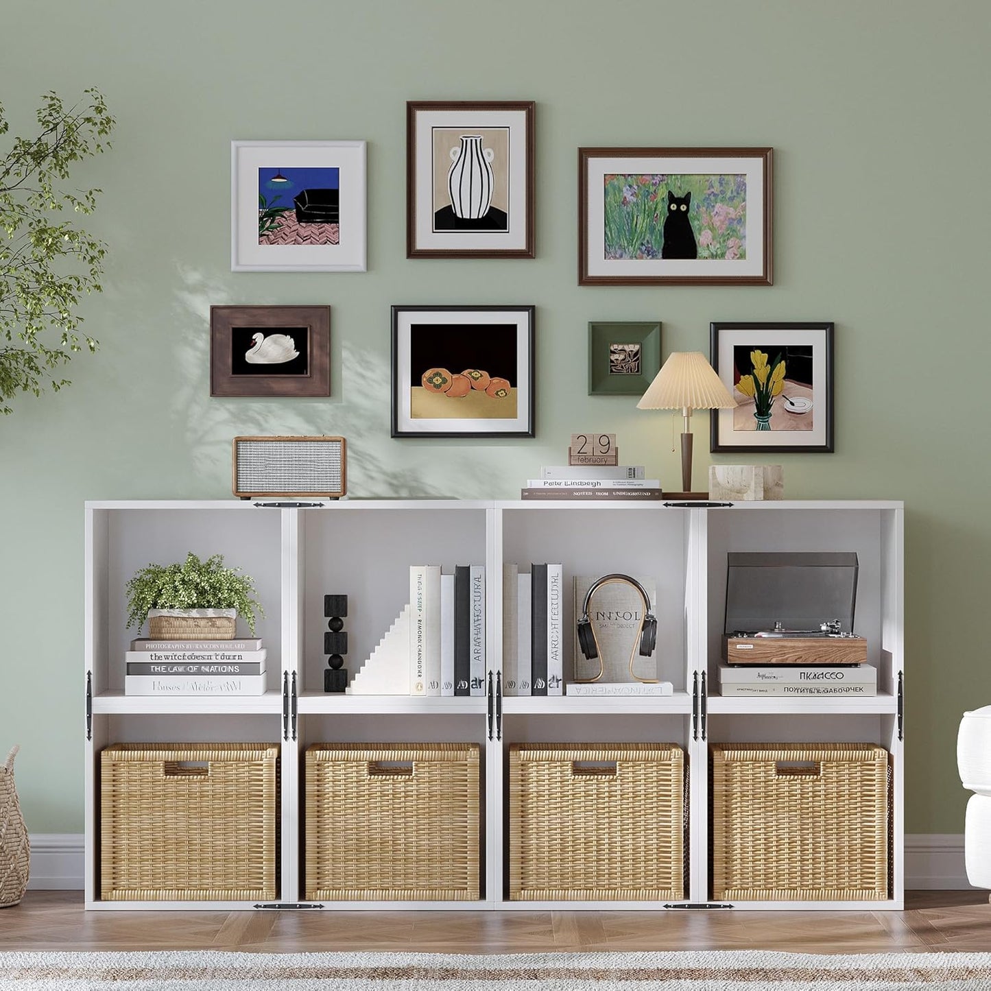 2-Tier Stackable Cube Storage Organizer, DIY Open Storage Display Bookcase with Anti-Tip Design, Cube Book Shelf for Bedroom, Office, Dorm,15" W x 11.81" D x 30" H, White