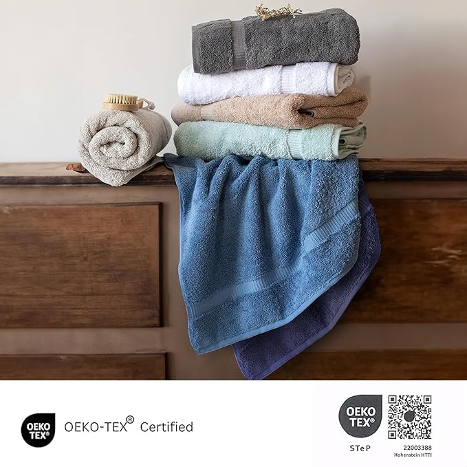 SALBAKOS 100% Turkish Cotton Hand Towel Set of 6 16x30 inch | Heirloom Quality | Hotel & Spa Collection | Ultra Soft, Super Absorbent, Long Lasting Hand Towels | Made in Turkey (Blue, 6 Hand Towels)