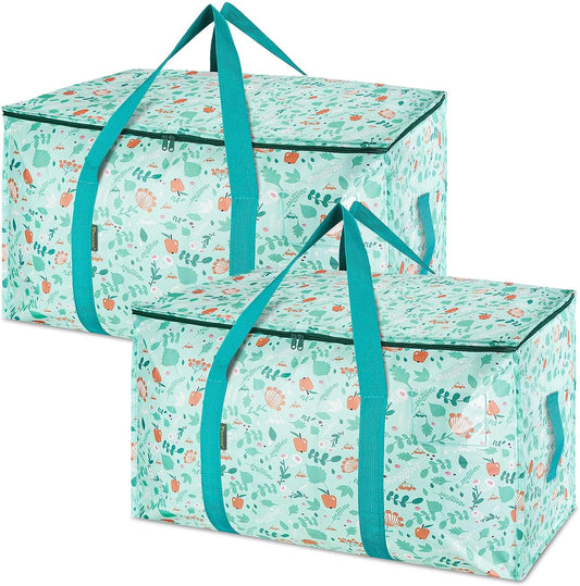 BALEINE 2-Pack Oversized Moving Bags with Reinforced Handles, Heavy-Duty Storage Tote for Clothes, Moving Supplies (Spring Stroll, 2-Pack)