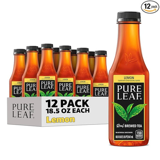 Pure Leaf Iced Tea, Sweetened Lemon, Real Brewed Tea, 18.5 Fl Oz Bottles (Pack of 12)