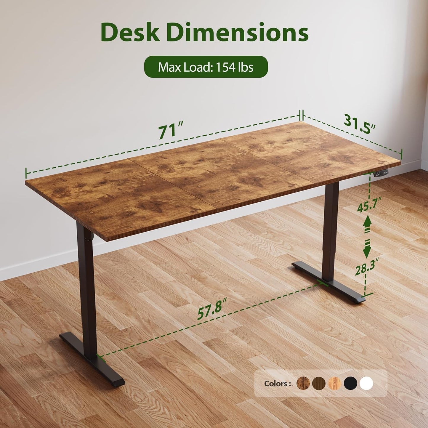 Agilestic Electric Standing Desk, Large 71 x 24 Inches Height Adjustable Desk, Sit Stand Up Workstation for Home Office, Ergonomic Rising Gaming Computer Table with Memory Preset, Rustic Brown