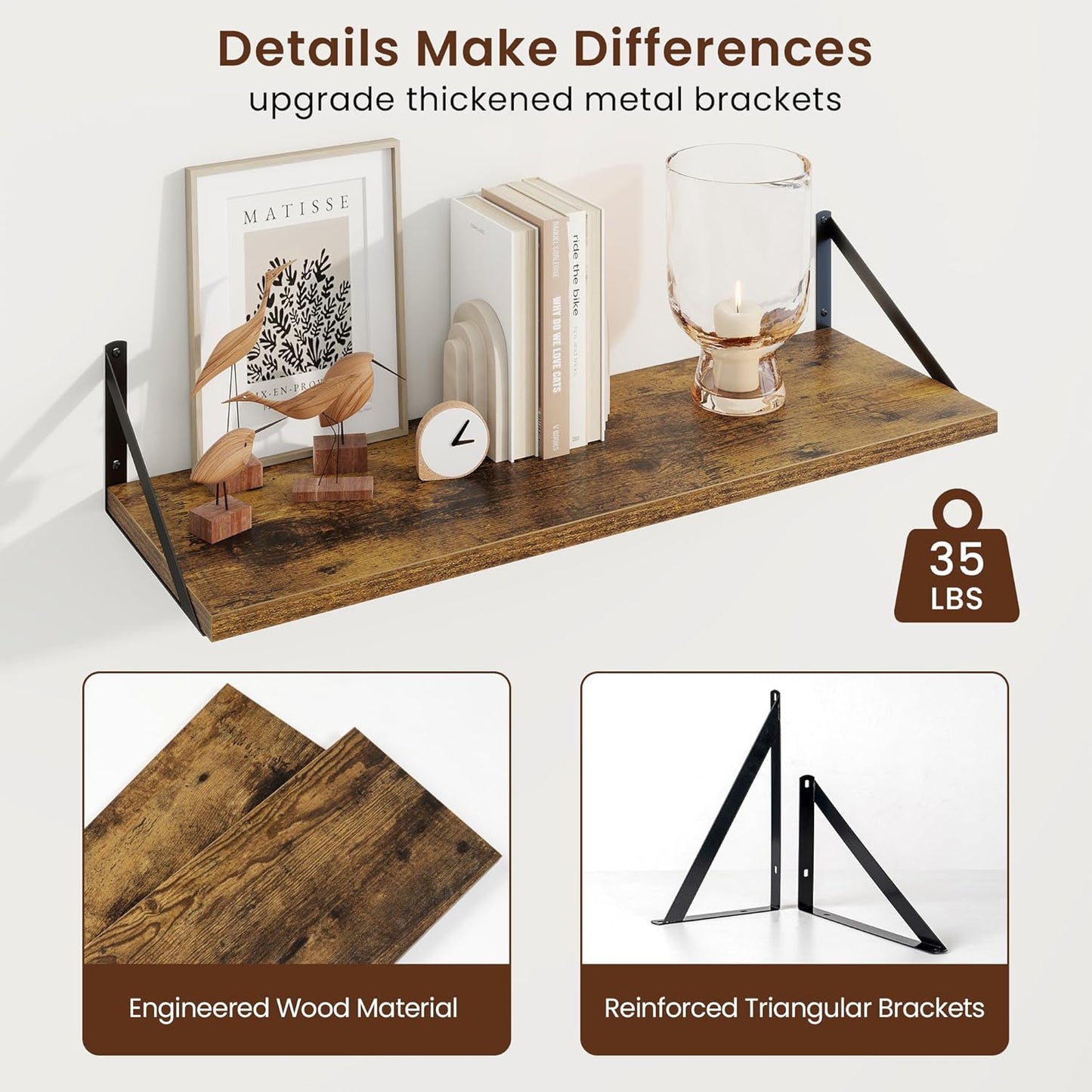 Axeman Deep Floating Shelves for Wall - 30 Inch Wide x 10 Inch Deep Floating Shelves Set of 2 -Rustic Wide Wall Shelves for Living Room Bathroom Bedroom