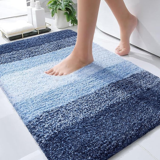 OLANLY Bathroom Rugs Mat 30x20, Extra Soft Absorbent Microfiber Bath Rugs, Rubber Backing, Quick Dry, Machine Washable Bath Mats for Bathroom Floor, Tub and Shower, Home Decor Accessories, Navy