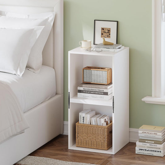 2-Tier Stackable Cube Storage Organizer, DIY Open Storage Display Bookcase with Anti-Tip Design, Cube Book Shelf for Bedroom, Office, Dorm,15" W x 11.81" D x 30" H, White