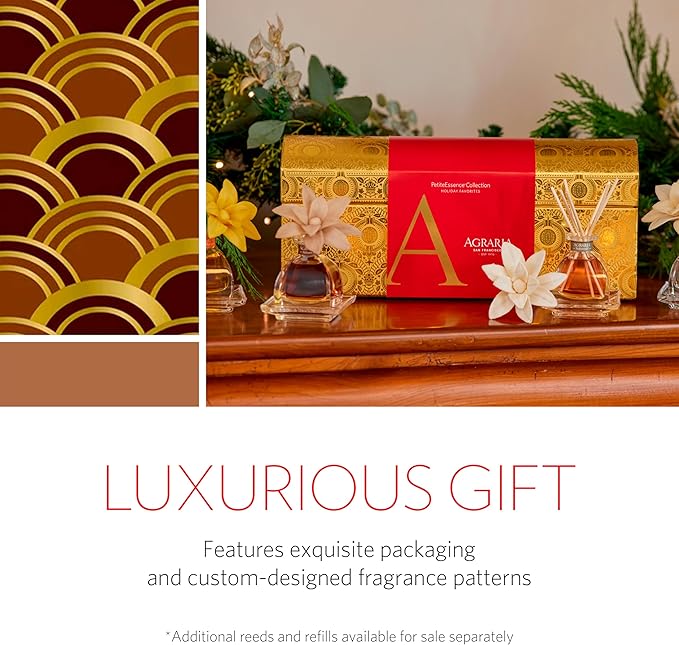 AGRARIA AirEssence & PetiteEssence Flower and Reed Diffuser Set, Luxury Home Fragrance Set, Scented Oil Reed Diffuser Gift for All Occasions