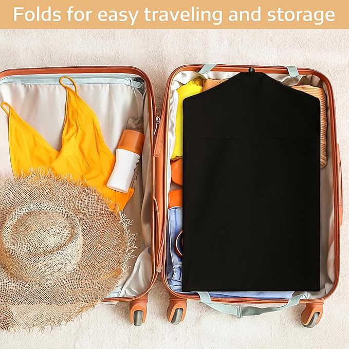 Sotiff Cotton Dress Garment Bags for Long Gowns Long Dress Travel Breathable Foldable Storage Bag Dust Proof (Black,70 x 23.6 Inch)