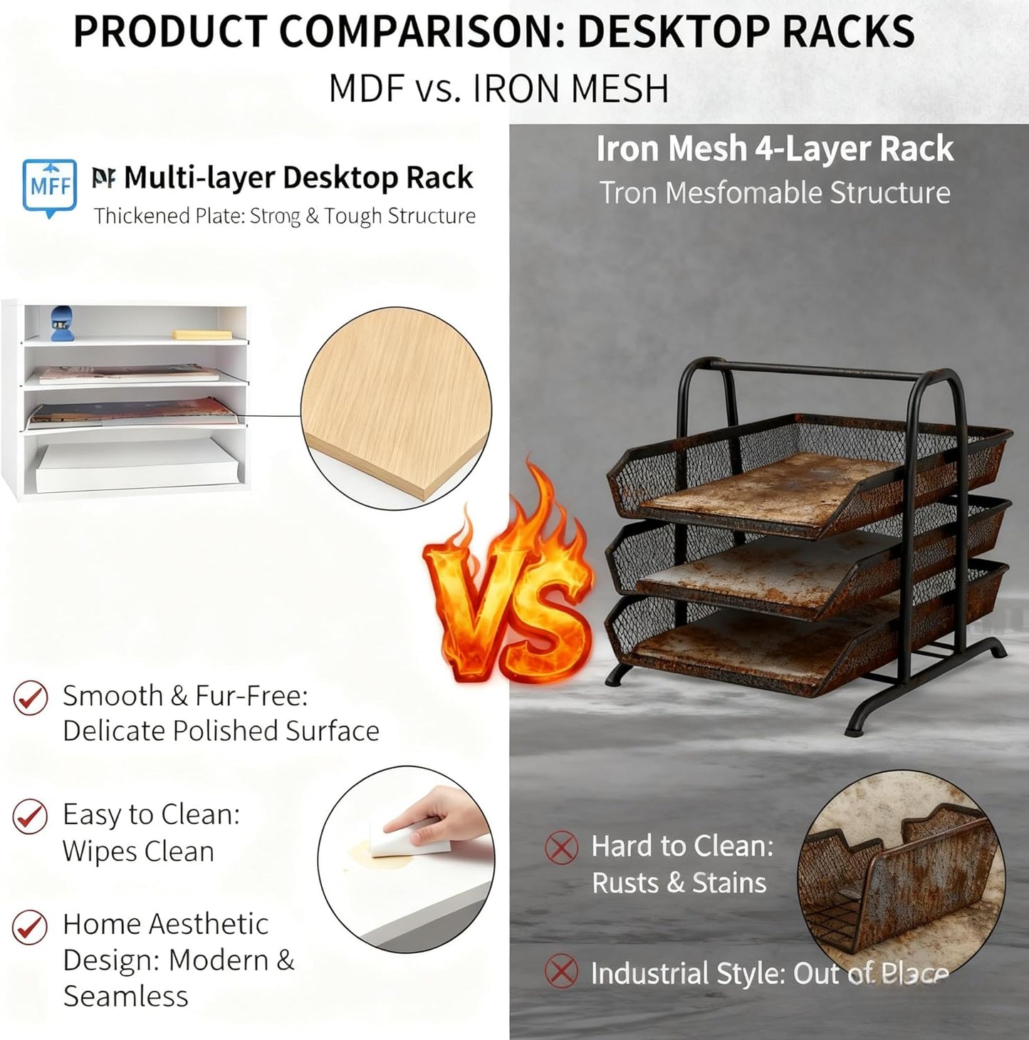 EMERIT Paper Organzier Wood Desktop Organizer Storage Letter Tray File Sorter with Adjustable Shelves for Home Office