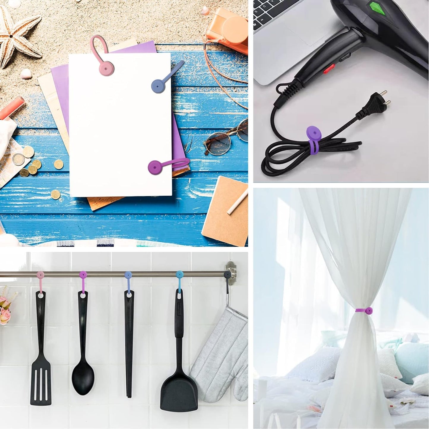 6Pack Reusable Silicone Magnetic Cable Ties,for Bundling and Organizing Cables,Headphone Cables,USB Charging Cords,Hanging & Holding Keychain,Silicone Cord Winder Magnetic Cable Clips