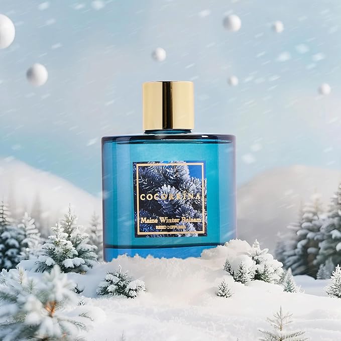 COCORRÍNA Reed Diffuser - Maine Winter Balsam Reed Diffuser Set with 8 Sticks & Preserved Baby's Breath, Reed Diffuser for Home Bathroom Shelf Decor