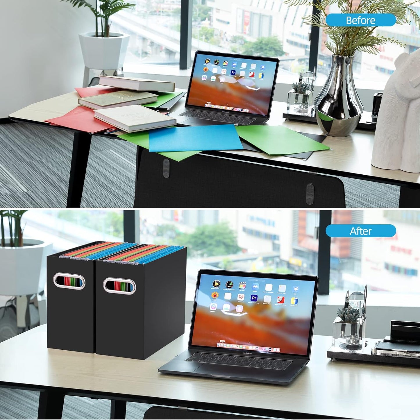 Oterri Cardboard File Organizer Box for Hanging File Folders Letter Size,File Box for Computer Desk,File Cabinet,Working Home,Office,Classroom (Multi color, Letter Size - 8 Packs)