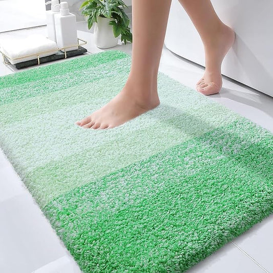 OLANLY Bathroom Rugs Mat 30x20, Extra Soft Absorbent Microfiber Bath Rugs, Rubber Backing, Quick Dry, Machine Washable Bath Mats for Bathroom Floor, Tub and Shower, Home Decor Accessories, Green