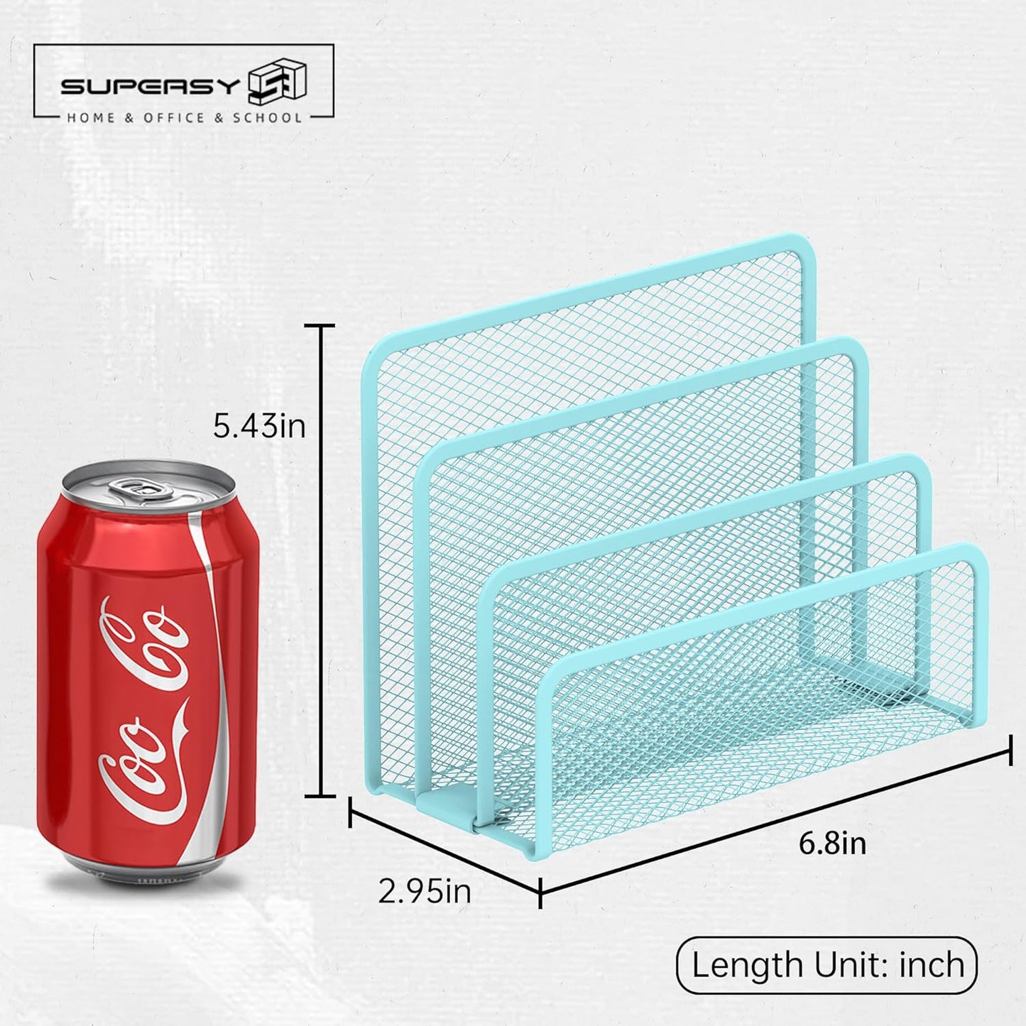 SUPEASY Mail Organizer for Desk, Mesh Metal Mail Holder Countertop with 3-Slot, Letter Sorter File Holder, Office Envelope Organizer for Mails (Blue)