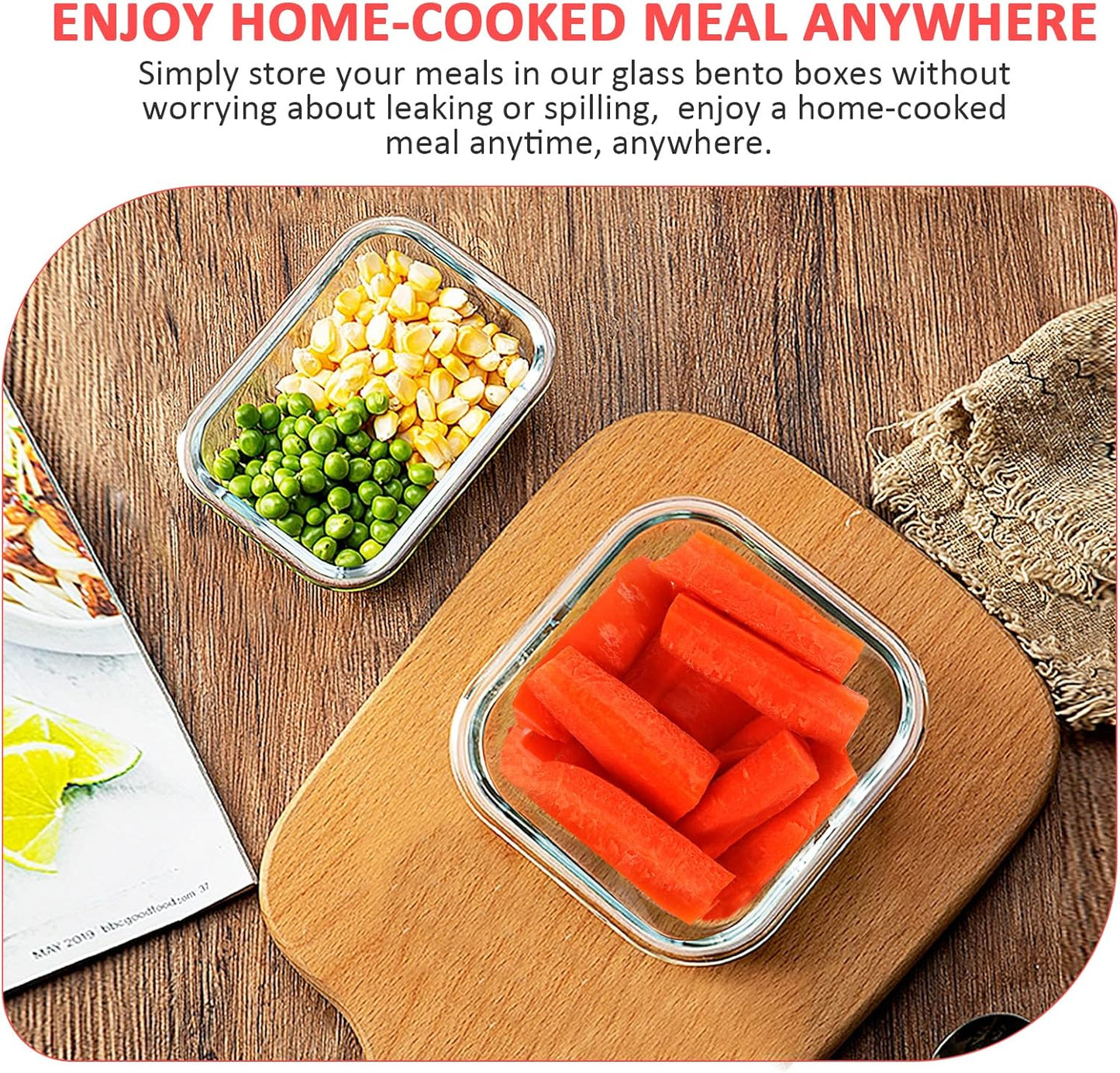 KOMUEE 24 Pieces Glass Food Storage Containers Set, Meal Prep Containers-Stackable Airtight Glass Storage Containers with lids,Freezer, Microwave, Oven Safe,Red