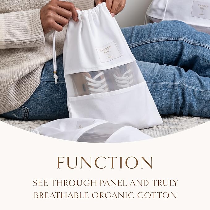 Hayden Hill Luxury Organic Cotton Dust Bags For Handbags - 3 Pack Medium - 20" Purse Storage, Shoe Bags and Handbag Organizer For Closet - Certified Carbon Neutral