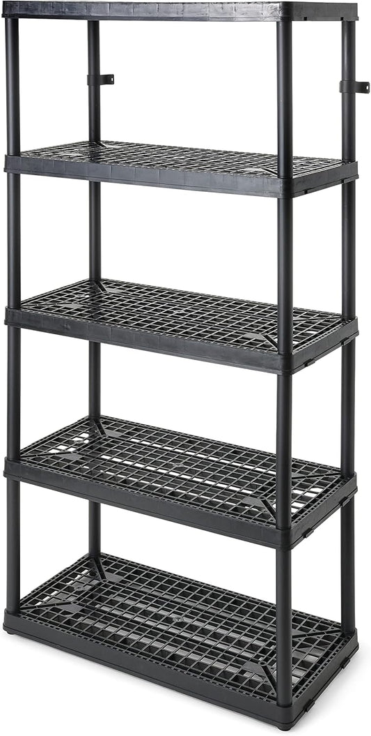 Gracious Living 72 Inch 5 Shelf Heavy Duty Light Weight Garage or Indoor Storage Unit Holds up to 150 Pounds with Easy Assembly (1 Pack), Black