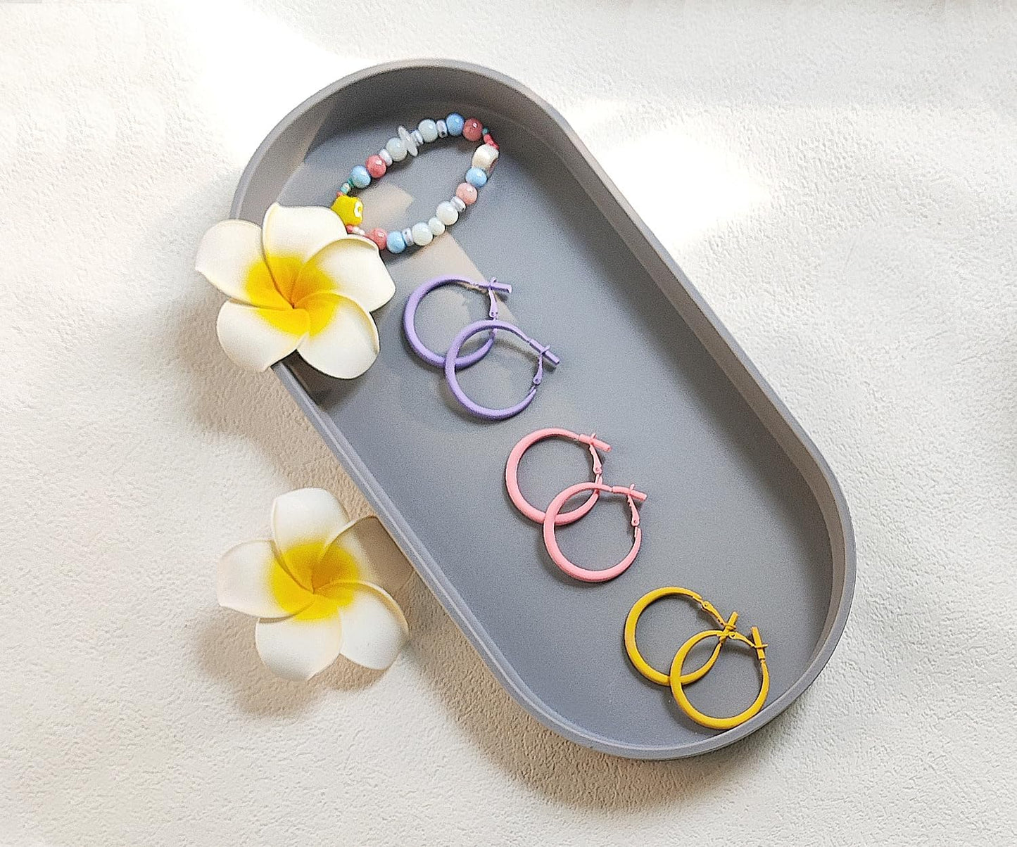 Gray Small Tray (11.8 inch), Oval Tray for Kitchen Counter, Bathtub Bathroom Vanity Items, Countertop Organizer, Coffee Accessory, Bar, Serving Seasoning, Salt and Pepper, Soap, Perfume.