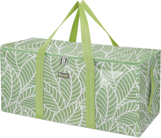 BALEINE Extra Large Storage Tote with Zippers & Carrying Handles, Heavy-Duty Oxford Fabric Moving Bags for Laundry, Space Saving, Storage, Antique Foliage