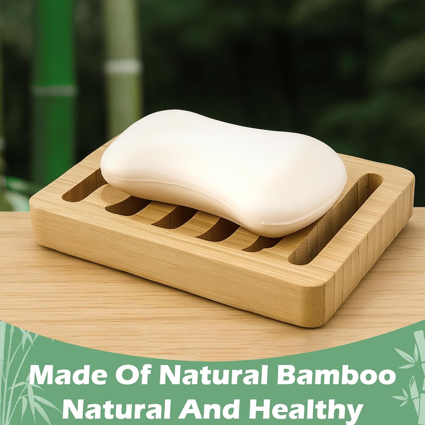 Soap Dish for Shower, 6 Pack Natural Bamboo Bar Soap Holder, Anti-Slip Design for Peace of Mind, Natural and Healthy Material