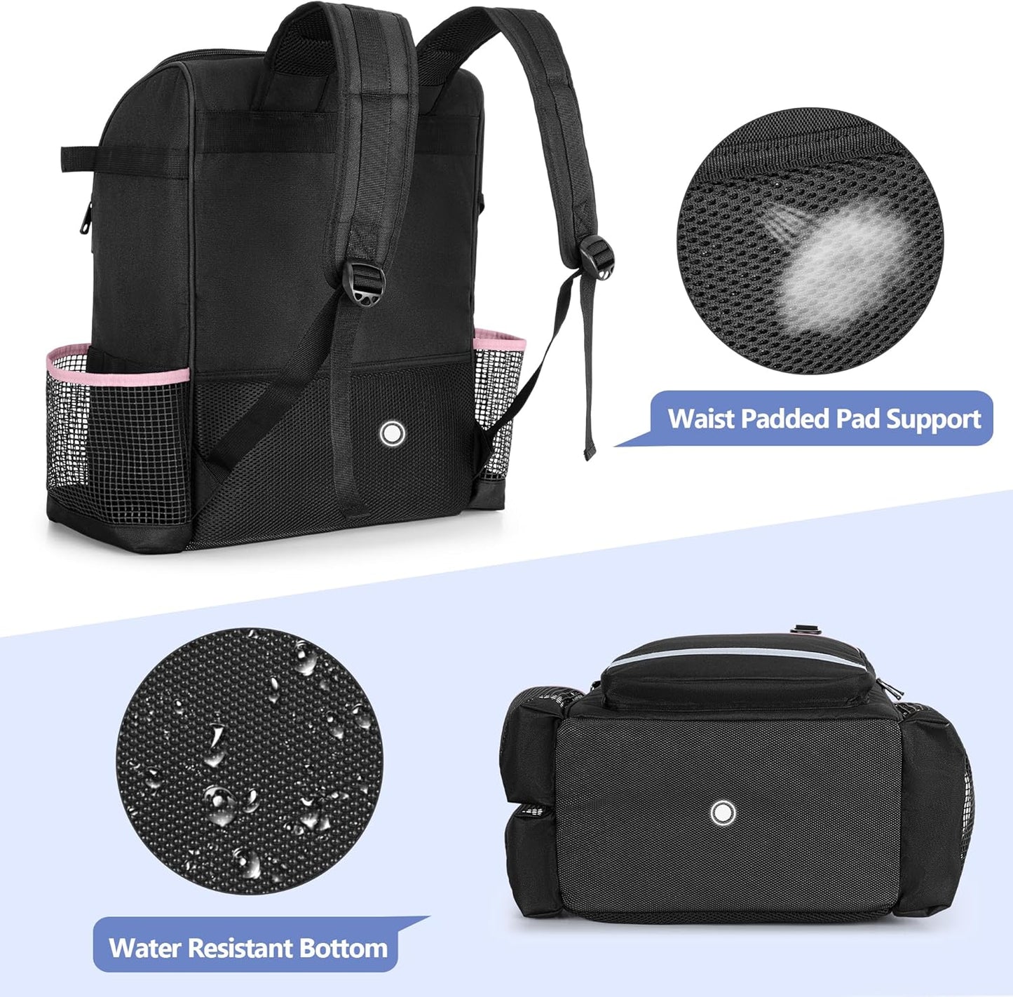 LoDrid Cleaning Bag with Thickened Adjustable Shoulder Straps, Large Cleaning Caddy Organizer with Multiple Pockets for Cleaning and Housework, Pink (Patent Designed)