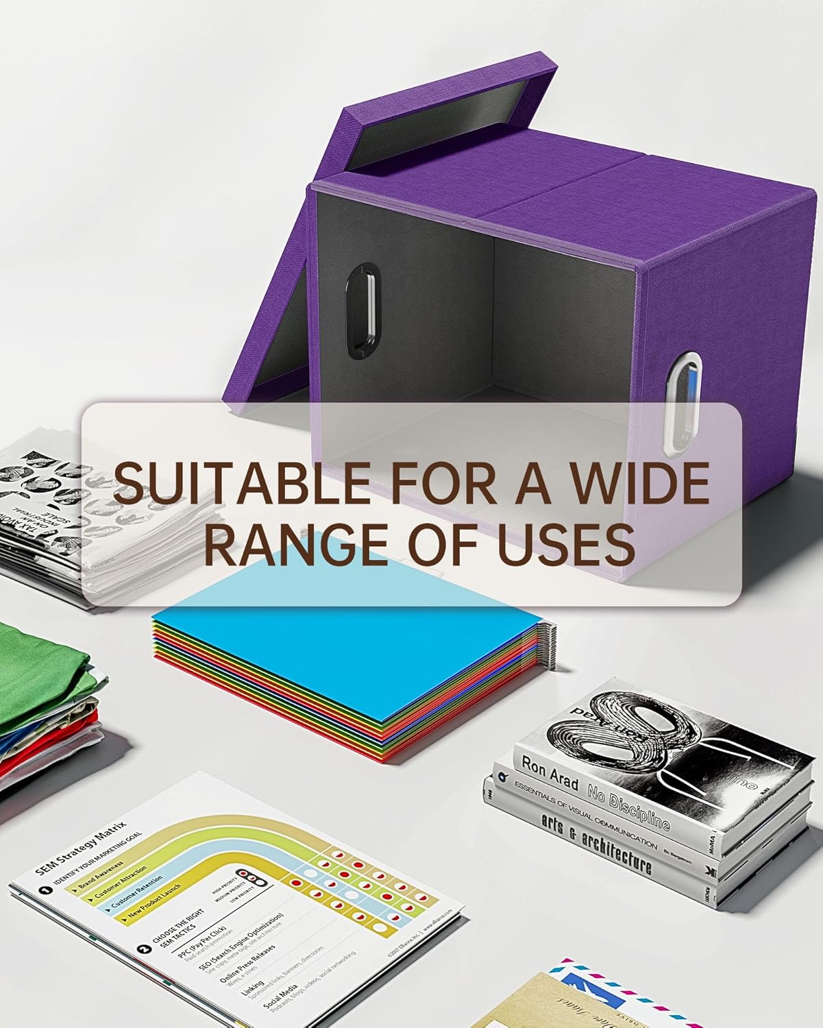 Oterri File Organizer, File Box, File Cabinet for Letter File Folder Storage, Hanging File Organizer for Office/Decor/Home,Document Organizer, 1 Pack,Purple-Box Only