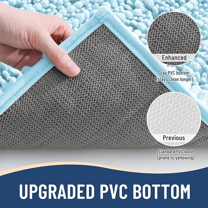 Arotive Luxury Chenille Bathroom Rug Mat, Extra Soft Thick Absorbent Shaggy Bath Rugs, Non-Slip Machine Wash Dry, Plush Bath Mats for Bathroom, Shower and Tub, 36x24, Blue