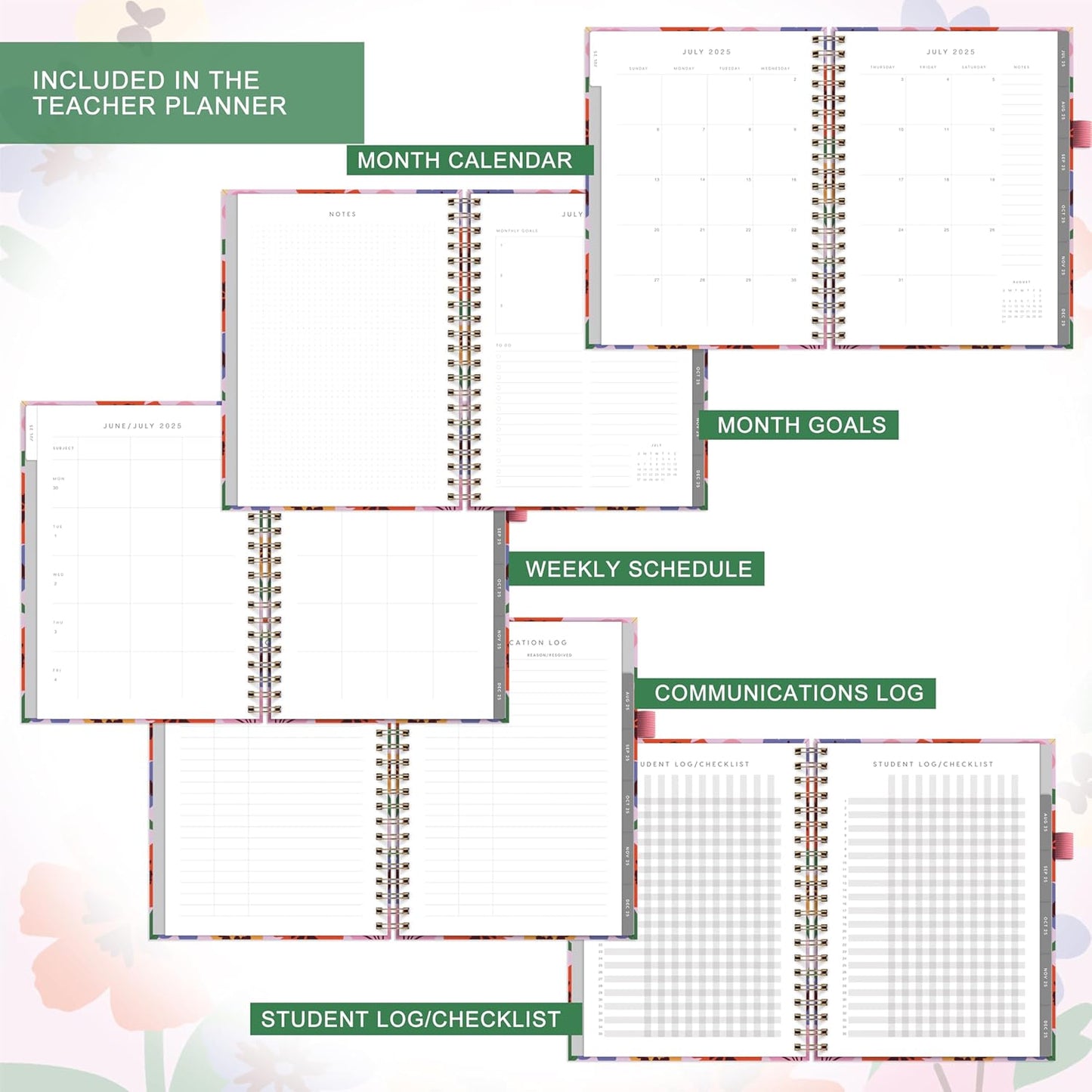 And Per Se Teacher Planner 2025-2026 Academic Year -Teacher Lesson Planner from July 2025 to June 2026, 8.5" x 11", Weekly & Monthly Planning for Teachers with Monthly Tabs, Stickers (Elegant Florals)