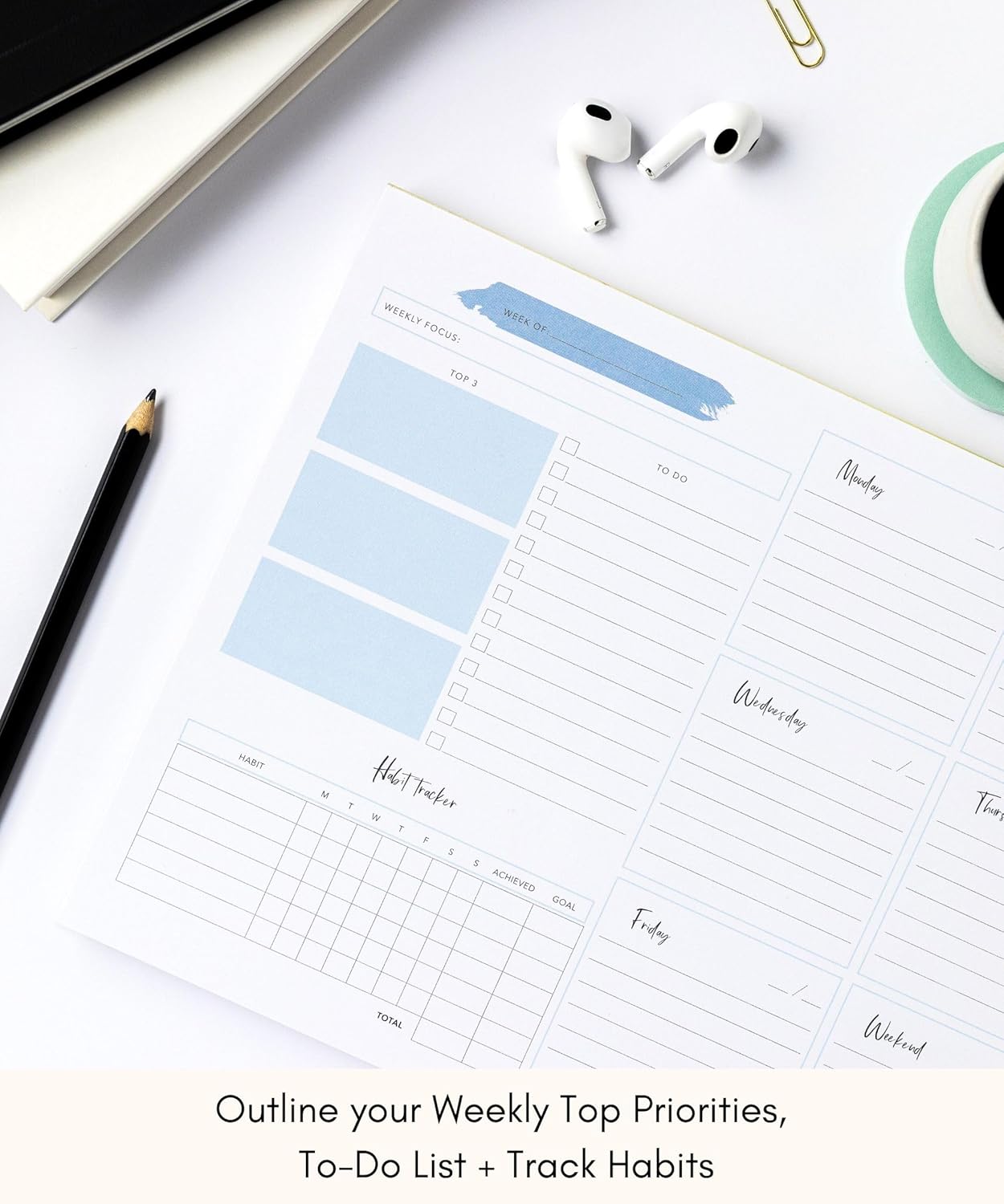 Lamare Weekly Planner Notepad – Premium Undated Weekly To Do List Notepad for School, Home & Office Desk To Do List and Productivity Planning Pad