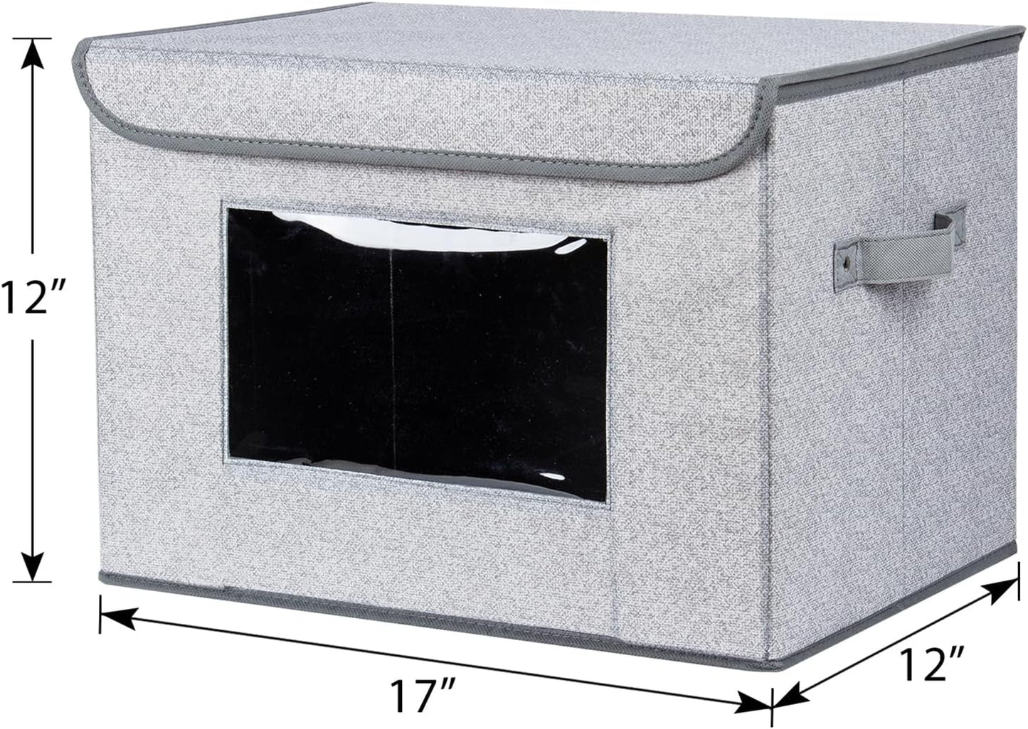 Univivi Larger Fabric Collapsible Storage Bins, Foldable Storage Boxes with Lids, Storage Cube Organizer Basket for Home, Closet, Bedroom(Gray, 17“ x 12” x 12")