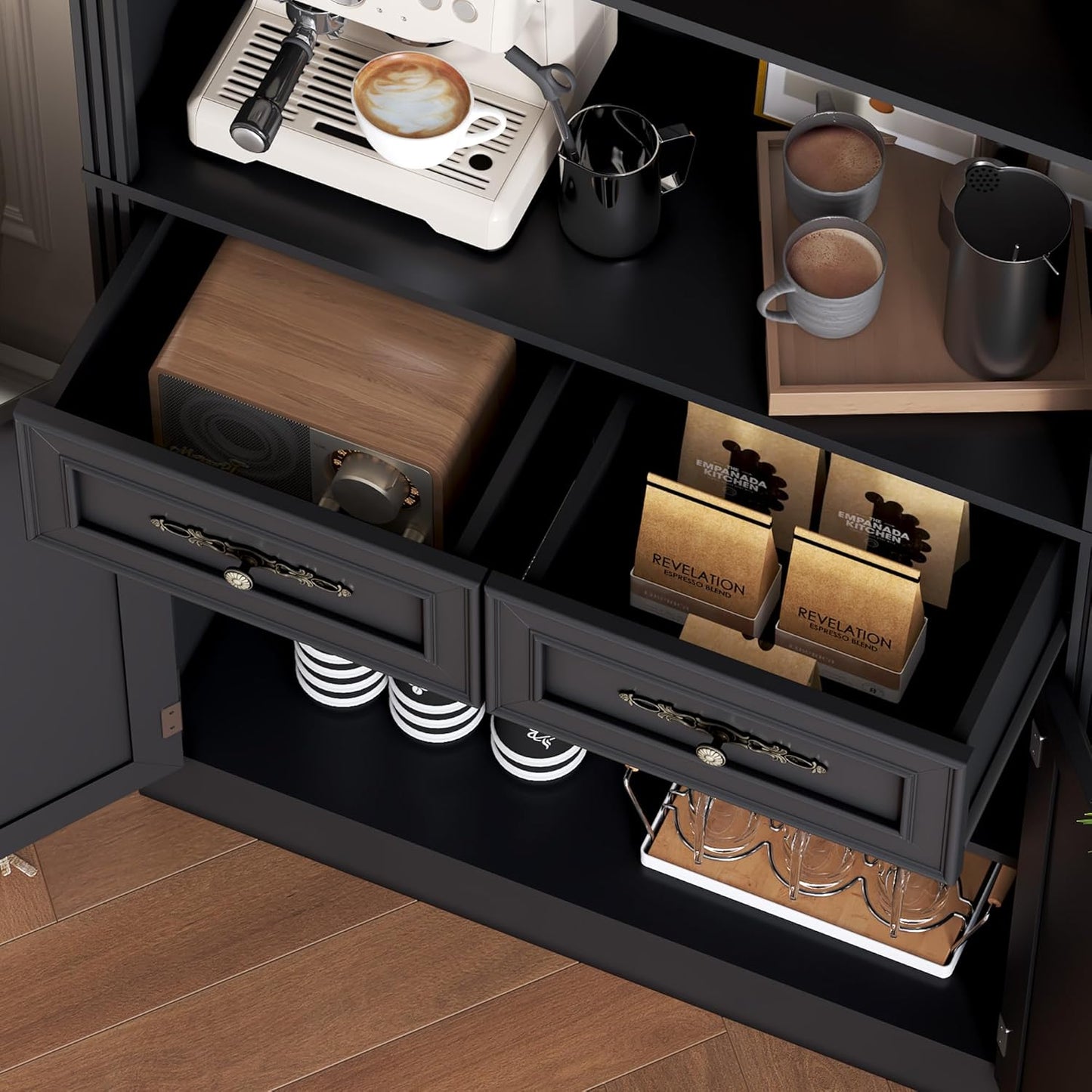 71.4" Tall Bookshelf with Drawers & Cabinet, 5-Tier Floor Standing Bookcase with Storage Doors, Adjustable Shelves & Metal Handles, 31.5" Wide Organizer for Home Office, Living Room