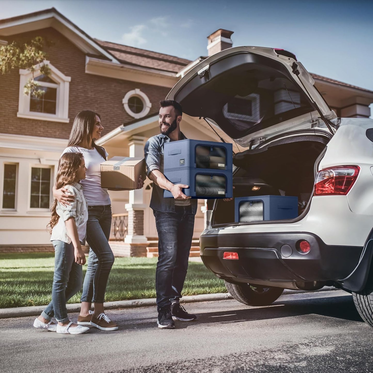 Sorbus Storage Bins with Metal Frame - Stackable & Foldable Clothes Organizer Bags - Oxford Fabric Storage Containers with Large Clear Window & Carry Handles, Bedroom Organization for Bedding & Linen