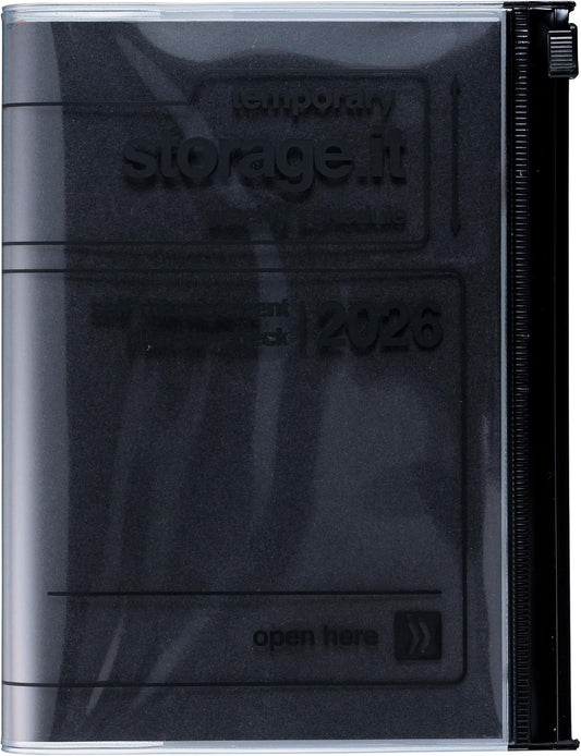 MARK'STYLE A6 Weekly Vertical Planner 16 Months (Sep. 2025 – Dec. 2026) with Soft Transparent PVC Cover,Refillable, Pocketed, for Daily Organizing & Planning (Black)